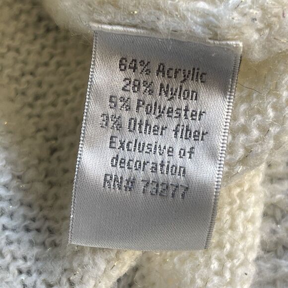 Lauren Conrad Disney Sweater Womens Large Sequin Snow White Cream‎ Bow - Picture 8 of 12